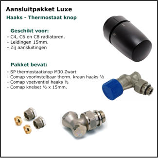 Isorad Set 5 - Zij Aansluitset Haaks - Luxe - Zwart