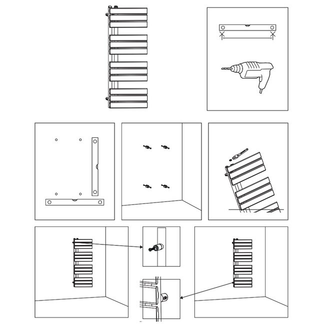 H180 x B50 cm - Handdoekradiator 890W Wit
