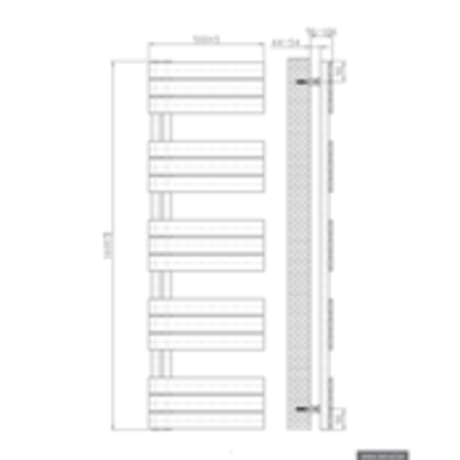 H160 x B50 cm - Handdoekradiator 755W Mat Zwart