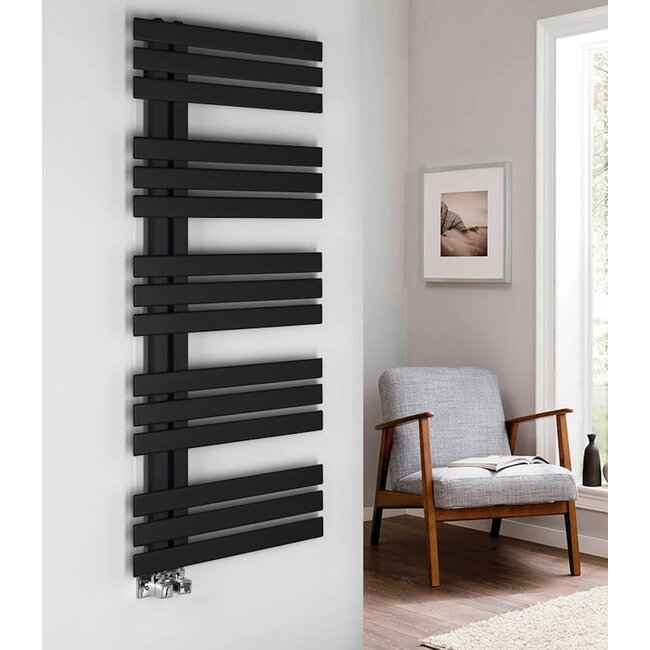 H160 x B60 cm - Handdoekradiator 864W Mat Zwart