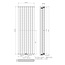 Verticale designradiator - H180 x B60 cm - middenaansluiting wit - 2164 Watt