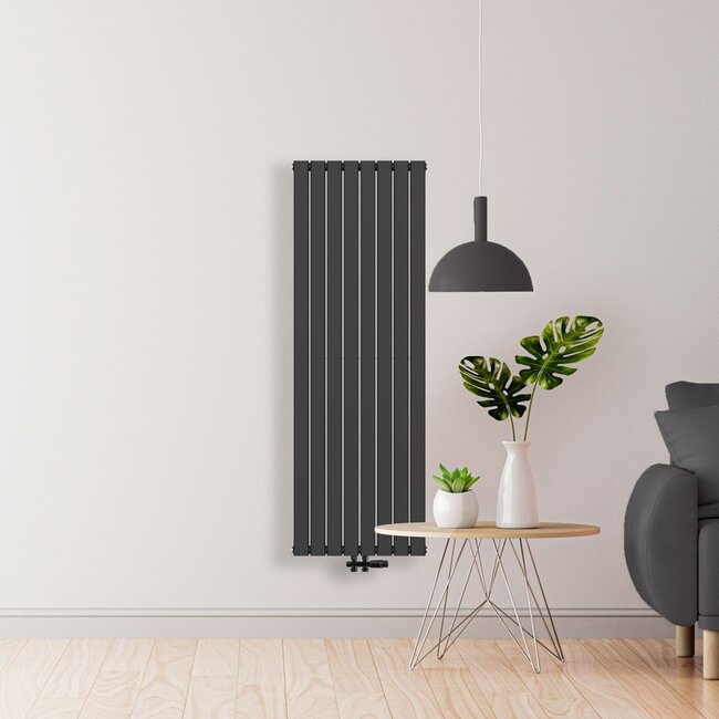 Verticale designradiator - H180 x B60 cm - middenaansluiting Zwart - 2164 Watt