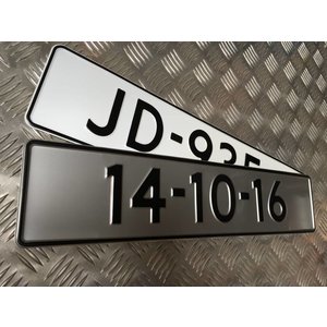 Zilveren kentekenplaat met naam