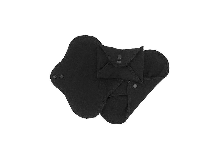 Washable Panty Liners with Snap Buttons - 3 Pieces - Black