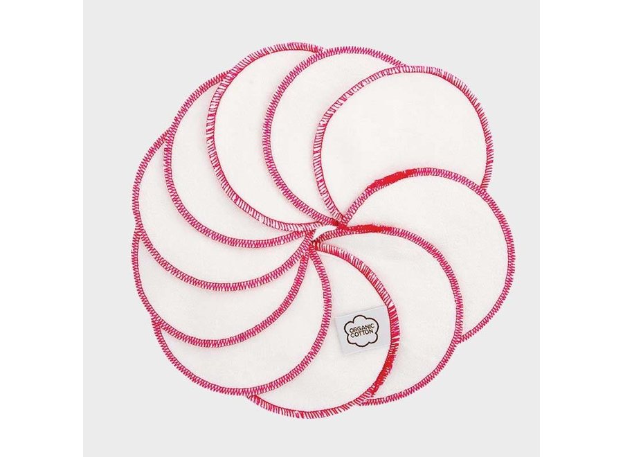 ImseVimse - waschbar Reinigungspads - 20 Stück - Weiß mit rosa Rand - Nachhaltige Lösung - Waschbar und wiederverwendbar