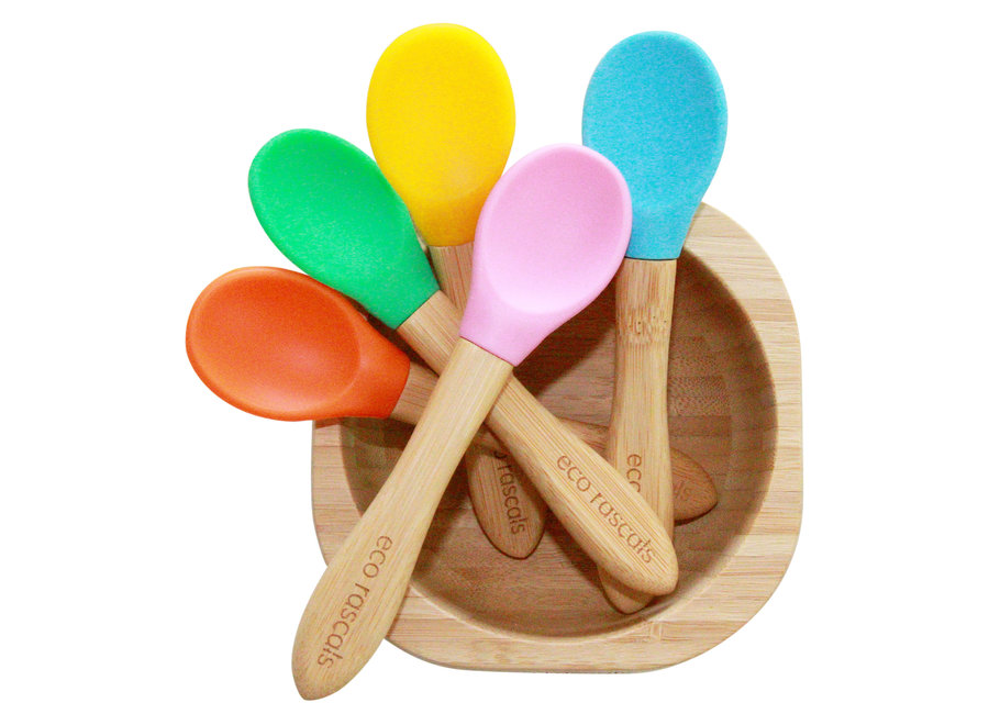 Bamboo spoons - set of 3 - Melamine free - Different colors