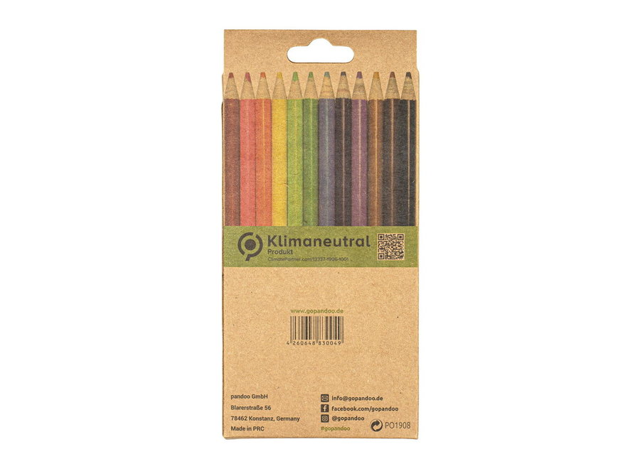 Pandoo colored pencils from recycled paper - 12 pieces