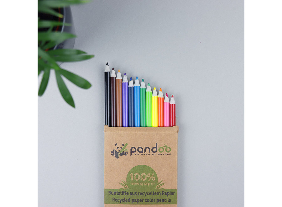 Pandoo colored pencils from recycled paper - 12 pieces