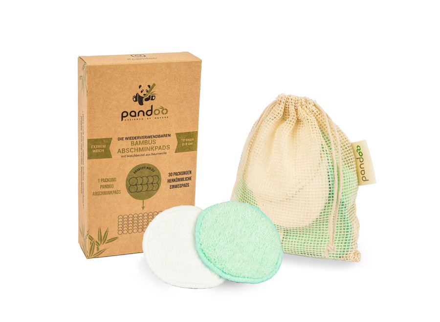 Pandoo cleaning pads washable - washable bamboo cotton pads - 10 pieces