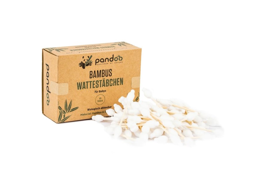 Pandoo baby wattenstaafjes bamboe en biologisch katoen - 55 stuks