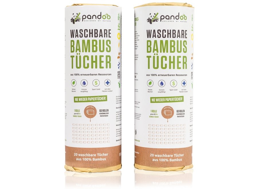 Pandoo bamboe wasbaar keukenpapier - 2 rollen