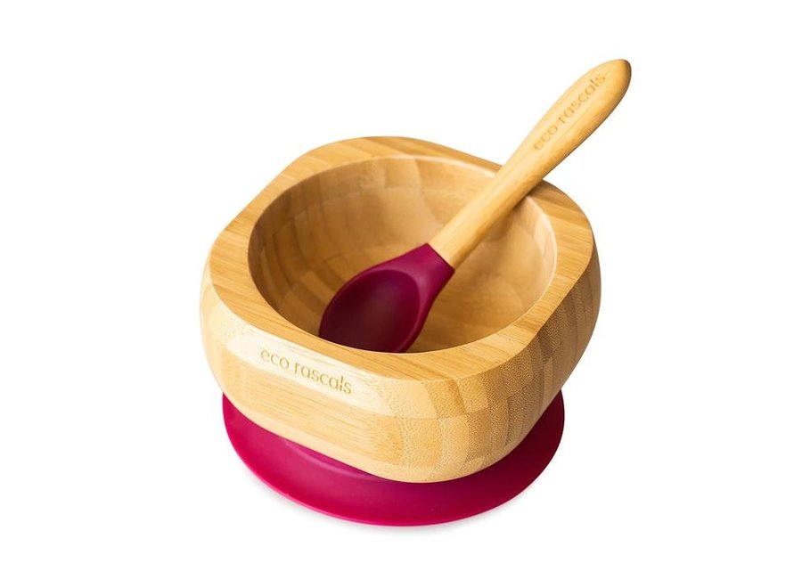 Bamboo bowl with spoon - 6 colors - Melamine free