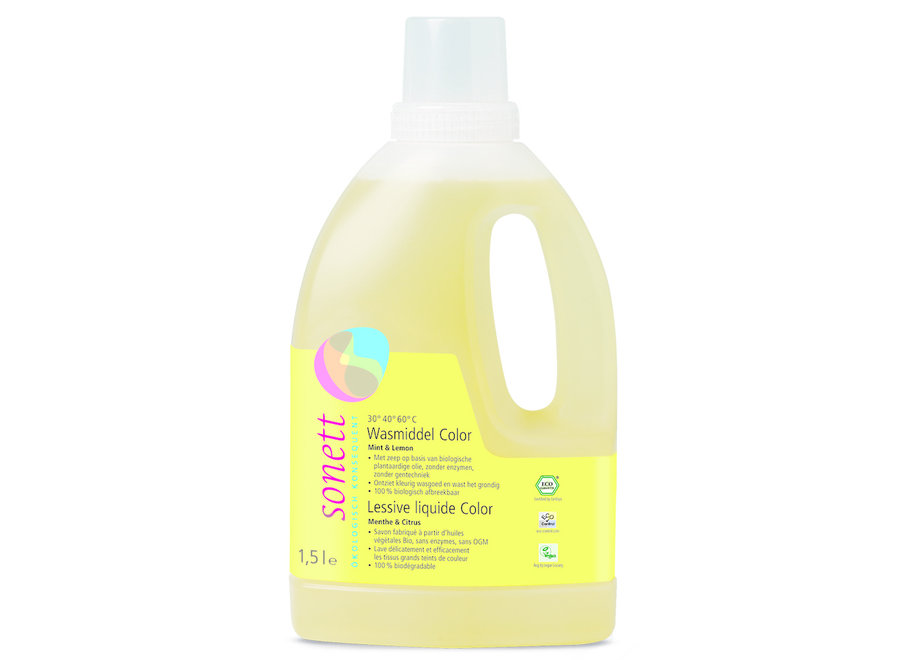 Détergent liquide couleur menthe et citron 1,5 litre