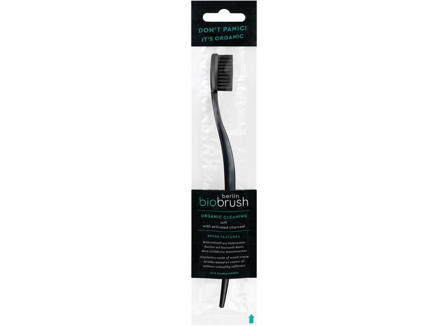 Black ecological toothbrush with activated charcoal