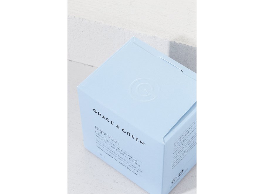 Sanitary pads night organic cotton - 10 in a box