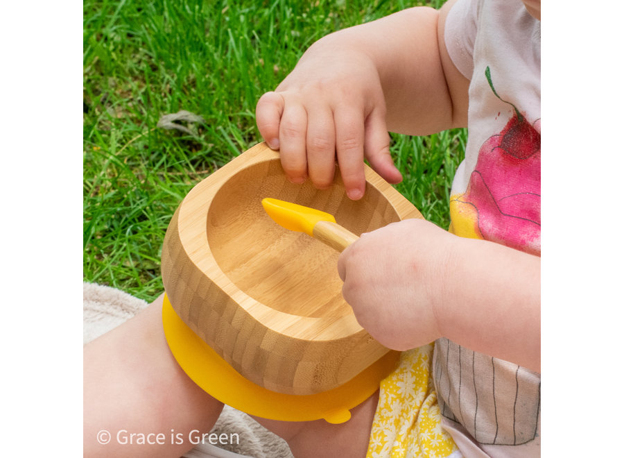 Bamboe kommetje met lepel - 6 kleuren - Melamine vrij