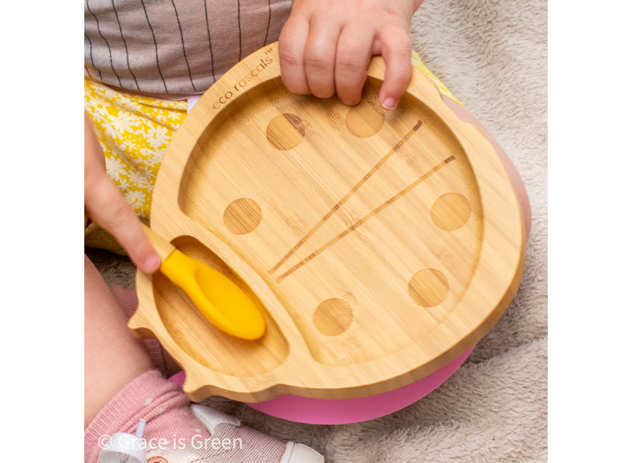 Bamboo plate ladybug - 6 colors - Melamine free