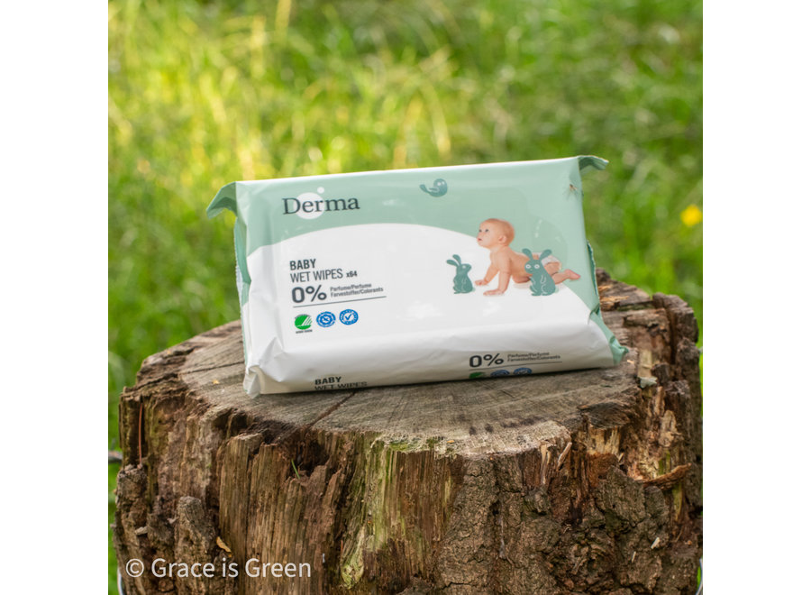 Lingettes Derma Eco Baby - 64 Lingettes Ultra Douces et Écologiques pour Bébé