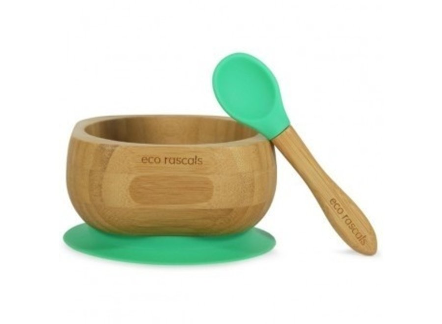 Bamboo bowl with spoon - 6 colors - Melamine free