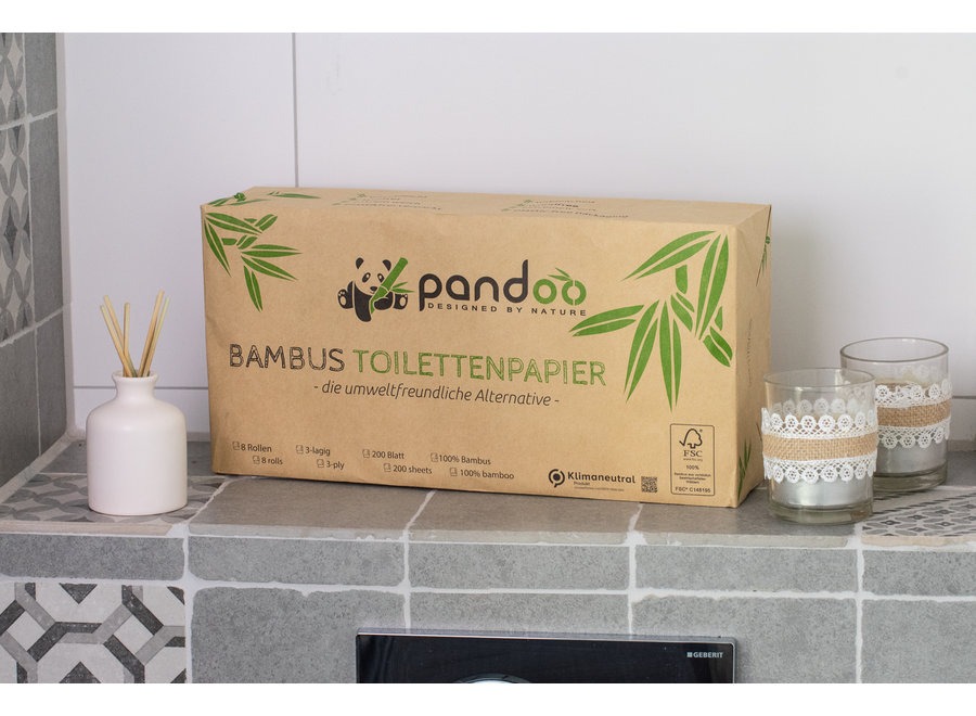 Papier toilette Pandoo en bambou - 8 rouleaux - Un choix écologique et doux pour votre peau