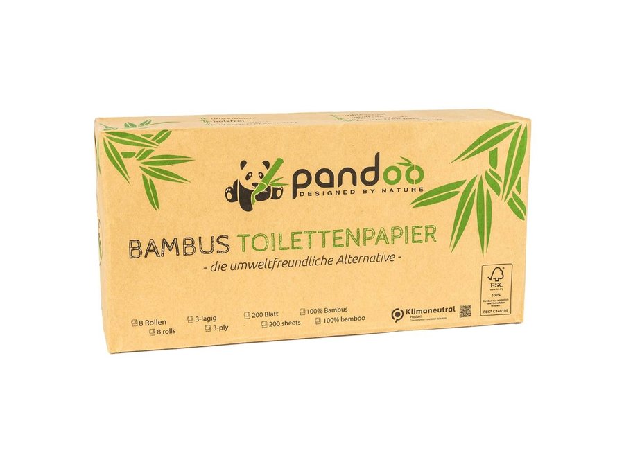 Papier toilette Pandoo en bambou - 8 rouleaux - Un choix écologique et doux pour votre peau