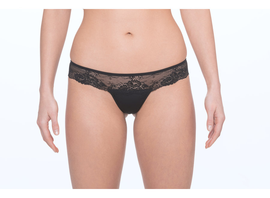 Menstruatie ondergoed Brazilian String - zwart