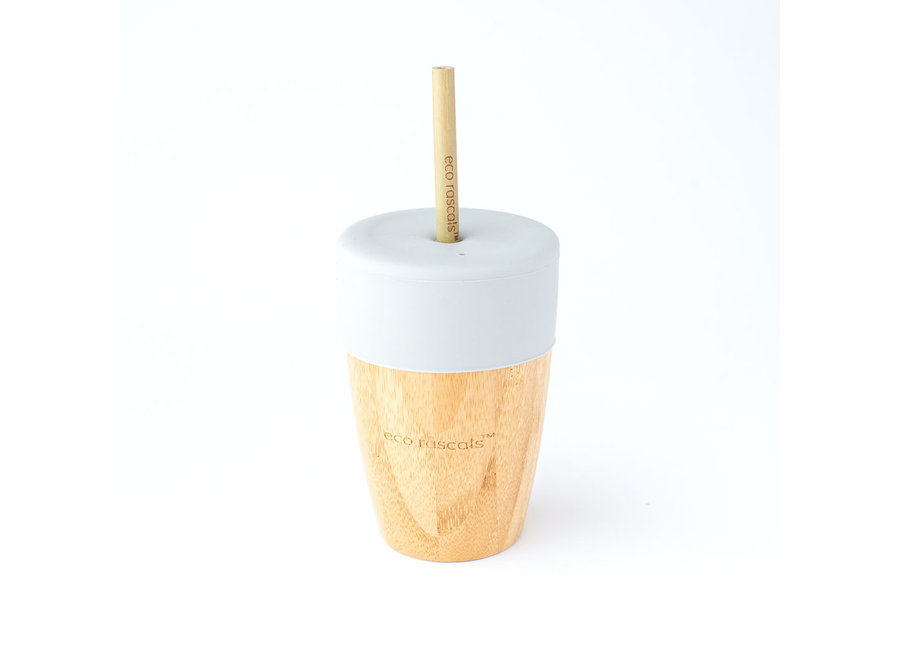 Bamboo cup with 2 bamboo straws - 6 colors - Melamine free