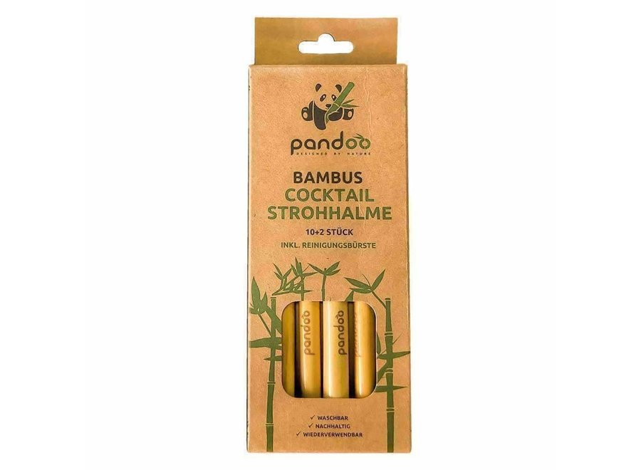 Pandoo pailles à cocktails réutilisables en bambou - 12 pièces