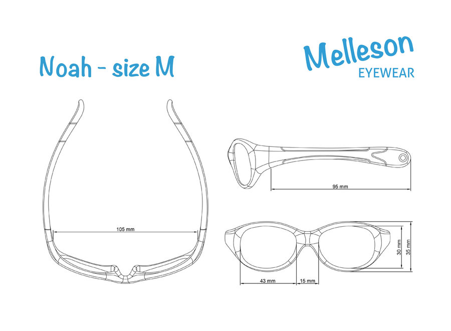 Melleson - Kindersonnenbrille Noah - mit Band - Größe M - Aqua - UV400 Schutz - Praktisch unzerbrechlich