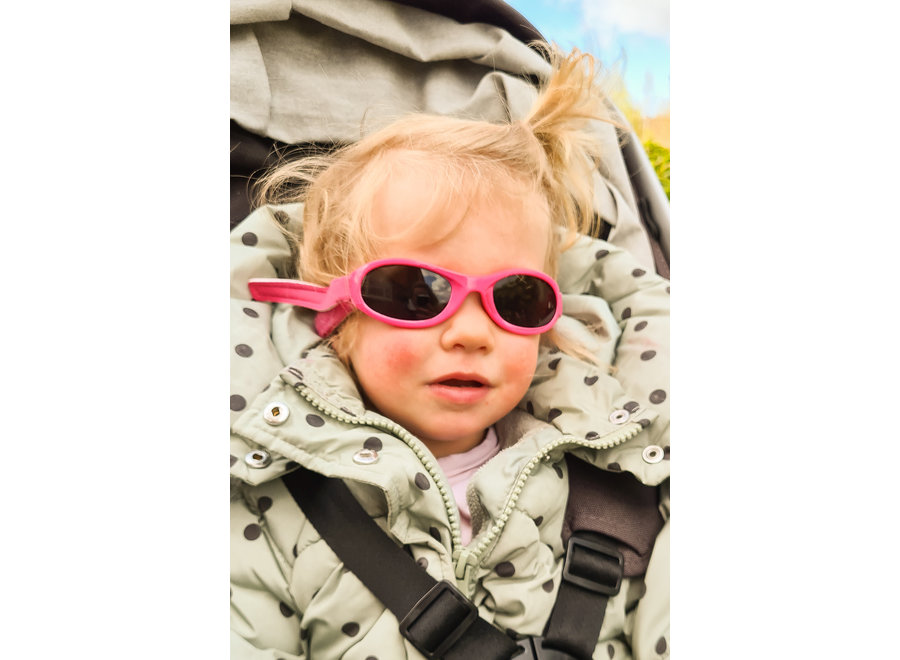 Kinderzonnebril Juul met band 0 - 3 jaar - maat S - roze
