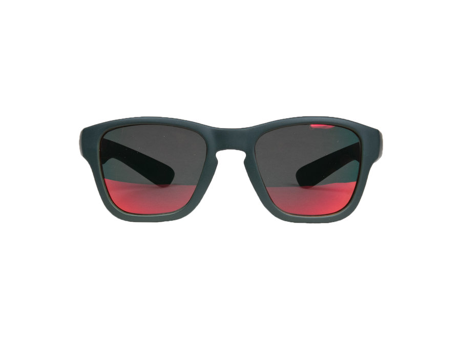 Melleson - Kindersonnenbrille Dani - 7+ Jahre - Dunkelgrau mit schwarz/rot Revo-Beschichtung - UV400 Schutz - Flexibles, leichtes Material