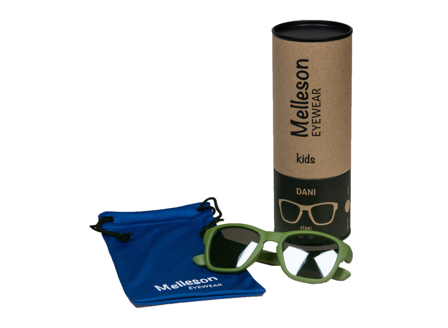 Children's sunglasses Dani 3-7 years - size M - Moss green with mirror coated lenses