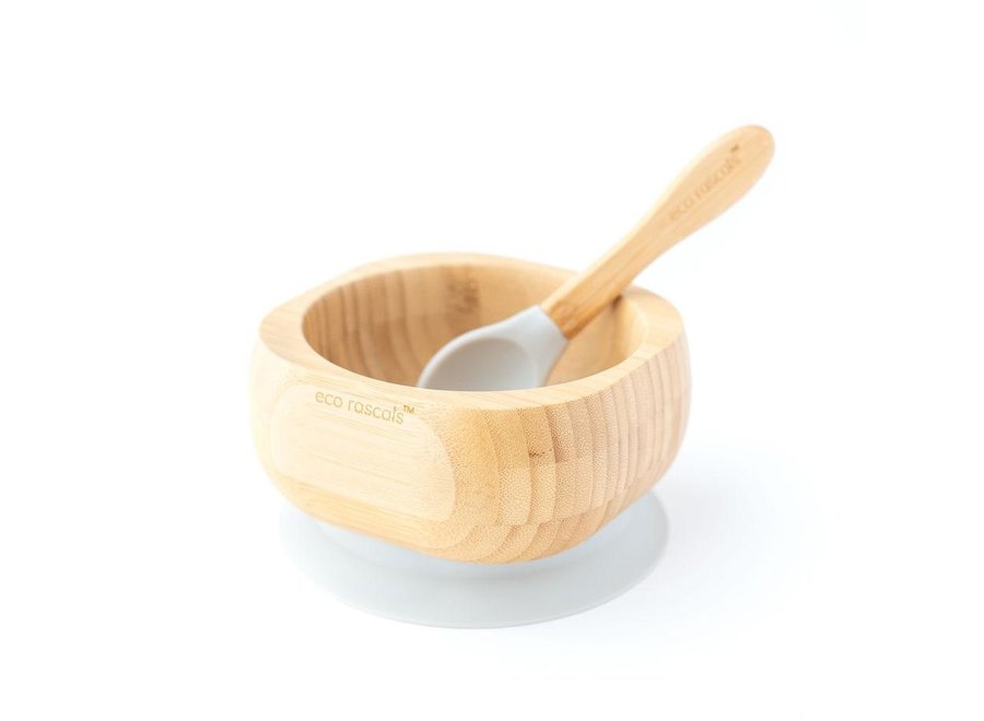 Bamboo bowl with spoon - 6 colors - Melamine free