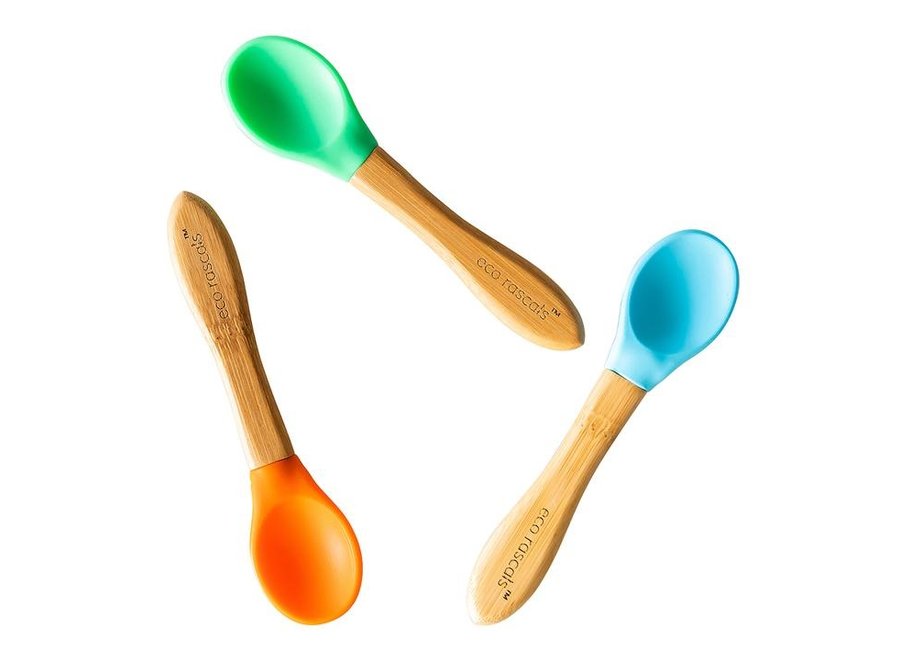 Bamboo spoons - set of 3 - Melamine free - Different colors