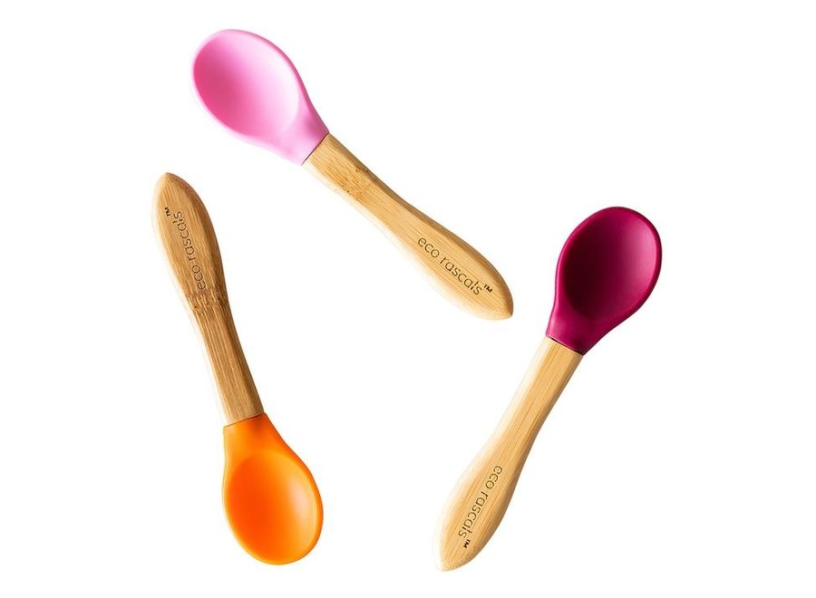 Bamboo spoons - set of 3 - Melamine free - Different colors