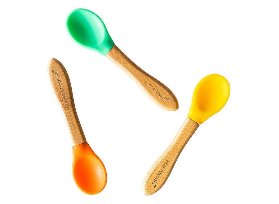 Bamboo spoons - set of 3 - Melamine free - Different colors