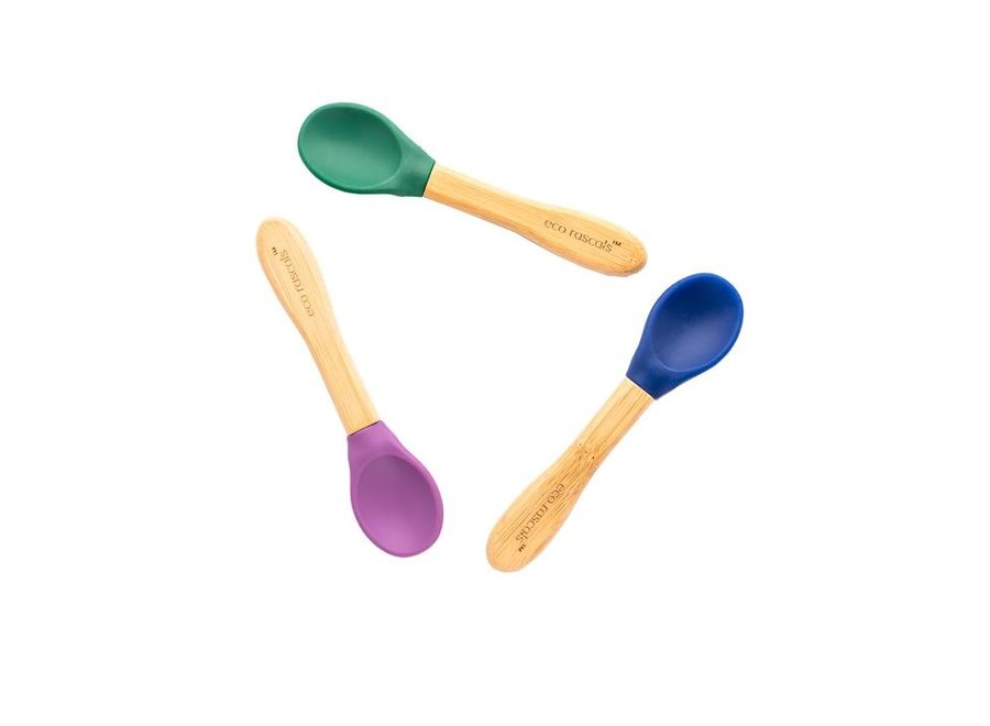 Bamboo spoons - set of 3 - Melamine free - Different colors