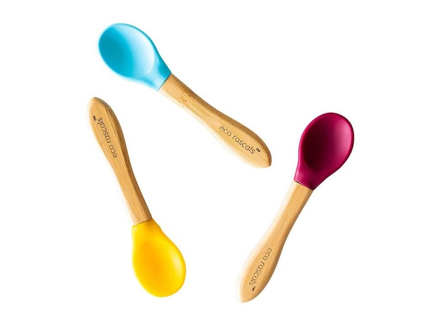 Bamboo spoons - set of 3 - Melamine free - Different colors