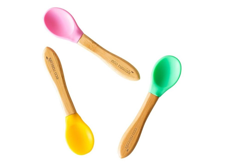 Bamboo spoons - set of 3 - Melamine free - Different colors