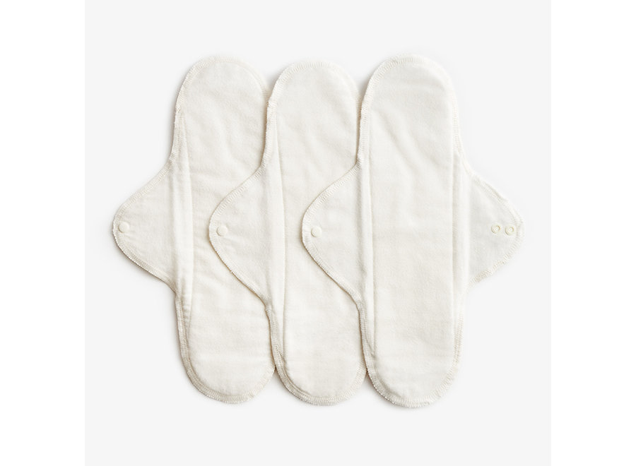 Maandverband nacht wasbaar met drukknoopjes - 3 stuks - wit