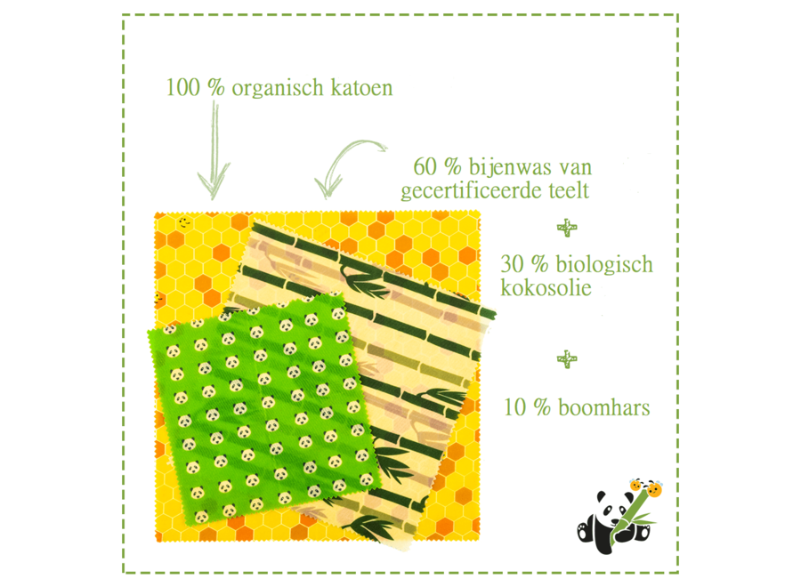 Pandoo - Bienenwachswraps - Starterset - 3 Stück - Umweltfreundlich - Handgemacht