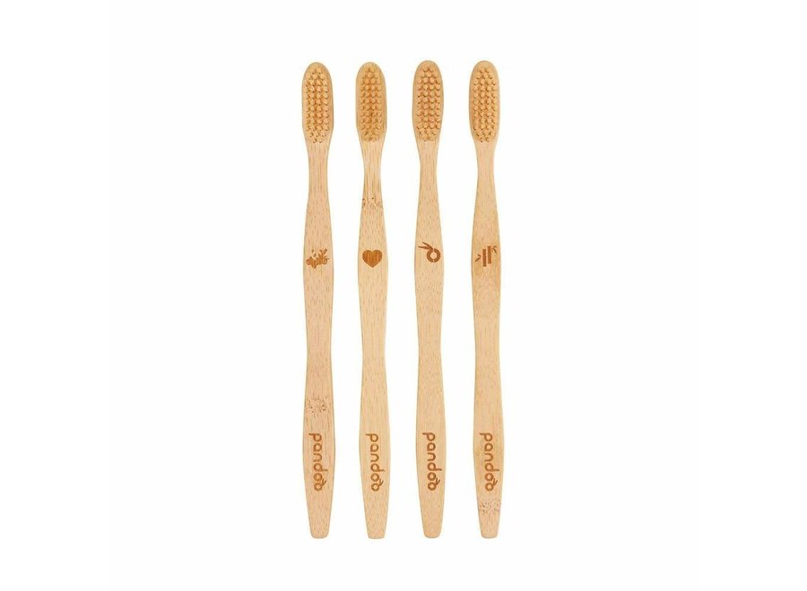 Pandoo bamboe tandenborstel volwassenen - 4 stuks
