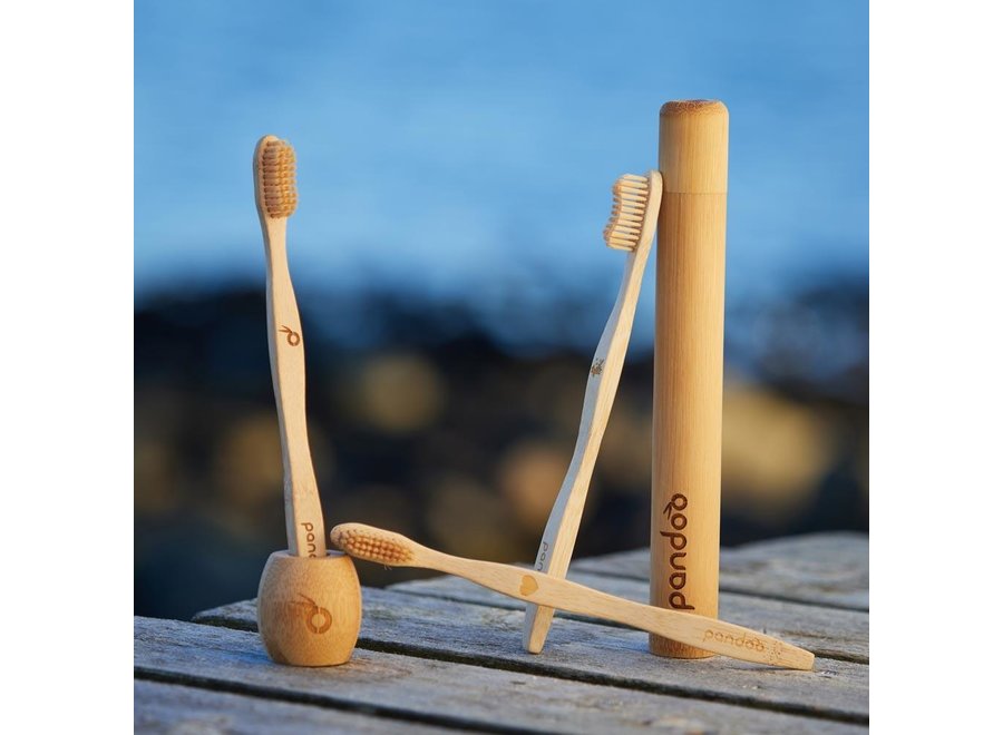 Pandoo bamboe tandenborstel volwassenen - 4 stuks