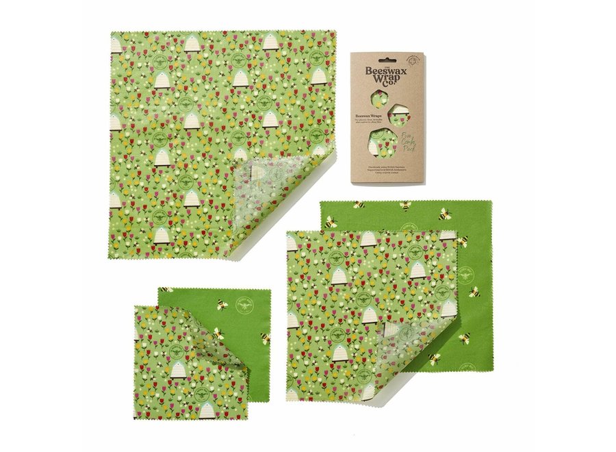 Beeswax food wraps large kitchen pack - land - 5 pieces