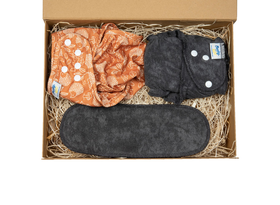 Cheeky Wipes washable diaper - size 1 + insert normal + hedgehog cover