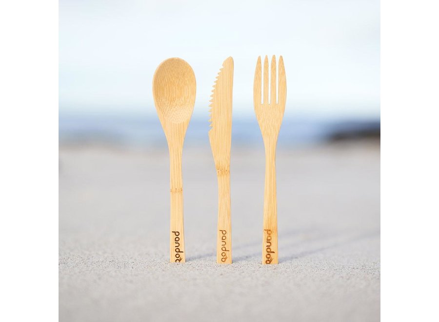 Cutlery set - 15-piece - Bamboo - Reusable