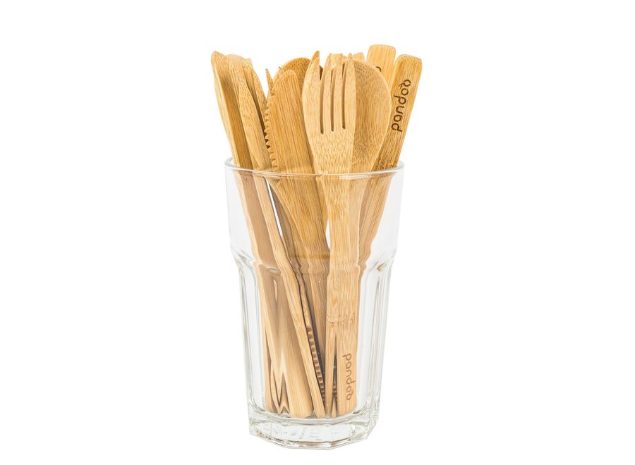 Cutlery set - 15-piece - Bamboo - Reusable