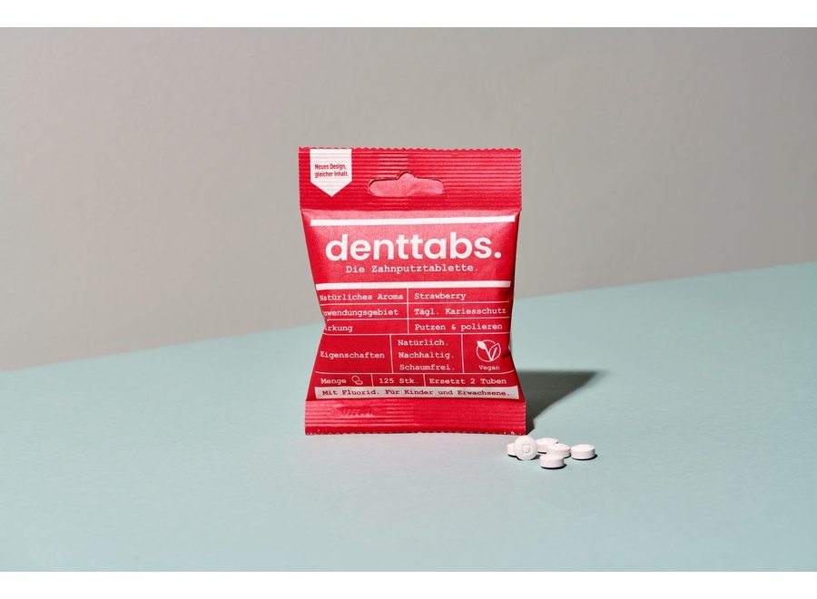 Comprimés de dentifrice Kids - Fraise - sans fluor pour une hygiène dentaire naturelle et durable