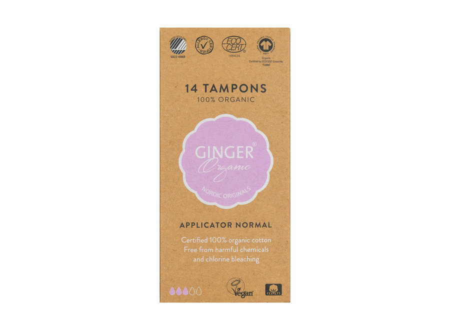 Ginger Organic - Tampons mit Applikator - Organisch Baumwolle - Normal - 100% biologisch - extrem weich und sicher