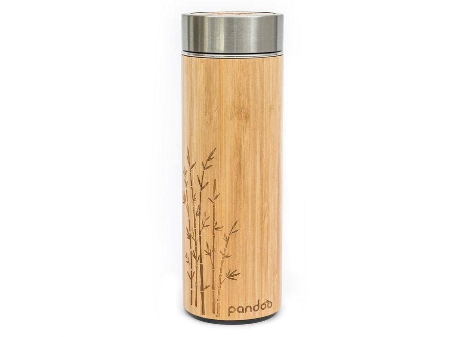 Pandoo Bamboo Thermos Bottle with Tea Strainer Insulated - 360 ML